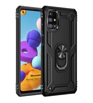 Microsonic Samsung Galaxy M31s Kılıf Military Ring Holder Siyah