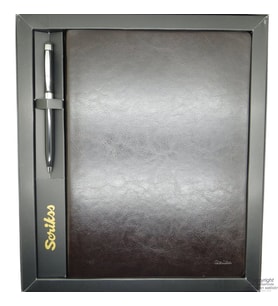 Scrikss İsme Özel Deri Defter Hediye Seti MD-553 Kahve  Deri Defter + Touch Kalem  Scrikss Kalem  İsme Özel Kalem  Hediyelik Set