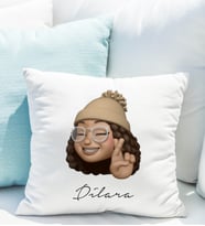 Emoji Kız Stiker Yastığı Kişiye Özel