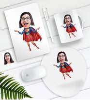 BK Gift Kişiye Özel Süper Anne Karikatürlü Defter Kalem Kupa Mouse Pad Seti (Model 1)