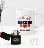 BK Gift Kişiye Özel Doktor Baba Benzinli Çakmak ve Kupa Seti-2 (Model 1)