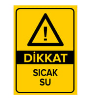MIGNATIS - Dikkat Sıcak Su Levhası - Sac Malzeme 35x50cm