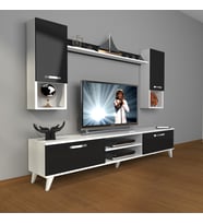 Decoraktiv Eko 5da Slm Dvd Retro Tv Ünitesi Tv Sehpası (Beyaz-Siyah)