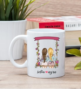 Best Friends Salıncak Tasarım Beyaz Kupa Bardak