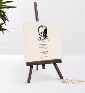 BK Gift Kişiye Özel Atatürk Öğretmen Şovaleli Doğal Taş-2 (Beyaz)
