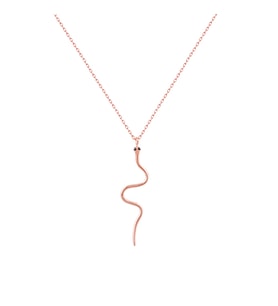 Afrodit Silver Roze Rengi Yılan Figürlü Kadın Gümüş Kolye
