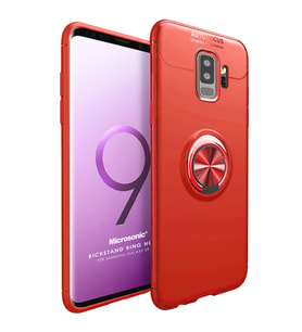 Microsonic Samsung Galaxy S9 Plus Kılıf Kickstand Ring Holder Kırmızı