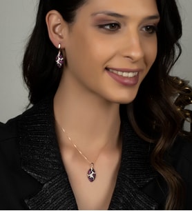 Gümüş Zirkon Taşlı Arpa Tasarım Abiye Günlük Set (Rose)