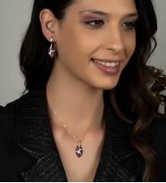 Gümüş Zirkon Taşlı Arpa Tasarım Abiye Günlük Set (Rose)
