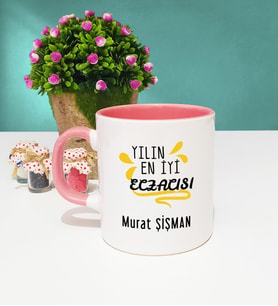 Yılın En İyi Eczacısı Tasarımlı Eczacıya Eczacı Kupa Bardak Pembe