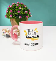Yılın En İyi Eczacısı Tasarımlı Eczacıya Eczacı Kupa Bardak Pembe