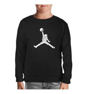 Astronot Uzay Topu Siyah Çocuk Sweatshirt