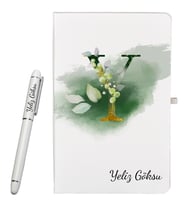 Kjişiye Özel Hazırlanmış Harf Tasarımlı Hediye Defter ve Roller Kalem Seti