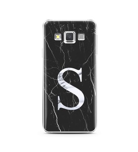 Samsung A3 (2015) Siyah Mermer Harf Tasarımlı Telefon Kılıfı S-Harfi 