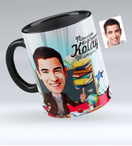 BK Gift Kişiye Özel Bay Öğretmen Karikatürlü Siyah Kupa Bardak  2