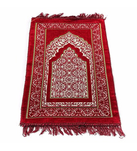 Kadife Çocuk Seccadesi - Kırmızı 39x80 cm - 180 gr - Tesbih Hediyeli