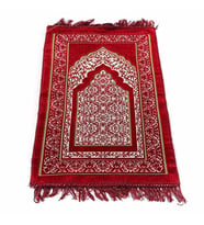 Kadife Çocuk Seccadesi - Kırmızı 39x80 cm - 180 gr - Tesbih Hediyeli