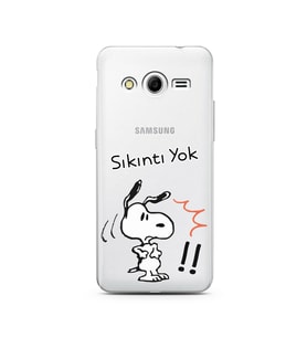 Snoopy Tasarımlı Süper Şeffaf Silikon Telefon Kılıfı Samsung Core 2