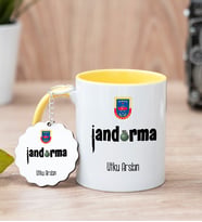Jandarma Sarı Kupa Bardak Ve Anahtarlık Set