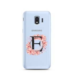 Pembe Çiçekli Harf Tasarım Süper Şeffaf Silikon Telefon Kılıfı Samsung J2 Pro (2