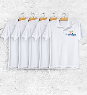 Firmalar İçin 50 Adet 1 Kalite Logo Baskılı Beyaz Polo Yaka Tişört