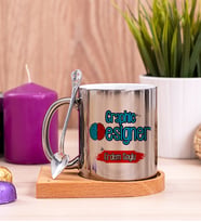 Grafiker Ahşap Altlıklı Silver Kupa Bardak