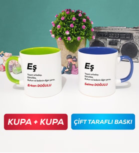 İkili Eş Kupa Bardak Yeşil Lacivert