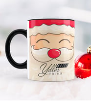BK Gift Kişiye Özel Yılbaşı Noel Baba Temalı Siyah Kupa Bardak - 6