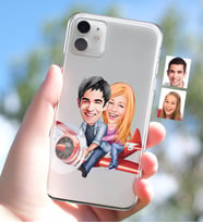 BK Gift Kişiye Özel Sevgililer Karikatürlü iPhone 11 İnce Şeffaf Silikon Telefon Kapağı-11 (Beyaz)
