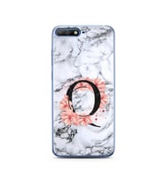 Mermer Çiçekli Harf Tasarım Süper Şeffaf Silikon Telefon Kılıfı Huawei Y6 2018 Q