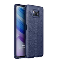 Microsonic Xiaomi Poco X3 NFC Kılıf Deri Dokulu Silikon Lacivert