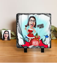 BK Gift Kişiye Özel Bayan Yeni Yıl Karikatürlü Dekoratif Doğal Taş  2