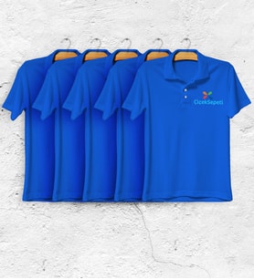 Firmalar İçin 10 Adet 1 Kalite Logo Baskılı Saks Mavi Polo Yaka Tişört