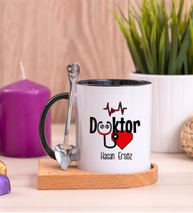 Doktor Ahşap Altlıklı Siyah Kupa Bardak