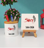 Savcı Kalemlik ve Dekoratif Taş Baskı Seti