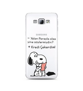 Snoopy Tasarımlı Süper Şeffaf Silikon Telefon Kılıfı Samsung A8 (2015)  