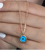 Gold Renk Sarı Nazar Boncuğu Kadın Kolye bbk11