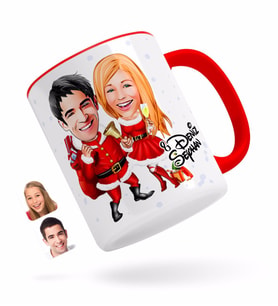 BK Gift Kişiye Özel Yeni Yıl Sevgililer Karikatürlü Kırmızı Kupa Bardak-3