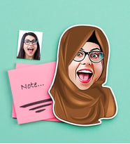BK Gift Kişiye Özel Tesettürlü Bayan Karikatürlü Ahşap Magnet-1 (Çok Renkli)