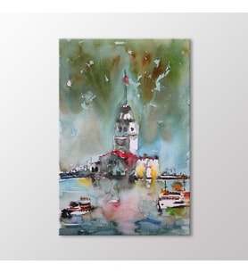 Arty Tablo Suluboya Kız Kulesi Tablo (Karışık)