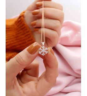 Else Silver 925 Ayar Gümüş Kar Tanesi Kolye (Rose)