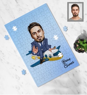 Kişiye Özel Pilot Karikatürlü A4 99 Parça Puzzle Bay-3