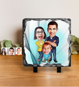 BK Gift Kişiye Özel Aile Karikatürlü Dekoratif Doğal Taş  1