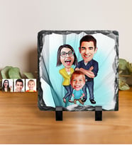 BK Gift Kişiye Özel Aile Karikatürlü Dekoratif Doğal Taş  1