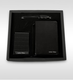BK Gift Kişiye Özel 336 Siyah Defter Kalem Kartvizitlik Set, Yeni İş Hediyesi, Ofis Hediyesi, Arkadaşa Hediye