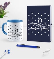 BK Gift Kişiye Özel İsimli Lacivert Defter Kalem Kupa Seti - 4