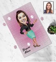 Kişiye Özel Patron Karikatürlü A4 99 Parça Puzzle Bayan-15