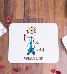 Erkek Diş Hekimi Karikatürü Mouse Pad