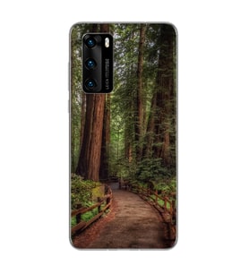Orman Yol Tasarımlı Süper Şeffaf Silikon Telefon Kılıfı Huawei P40
