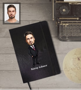 Kişiye Özel Öğretmen Karikatürlü Siyah Defter Bay-5
